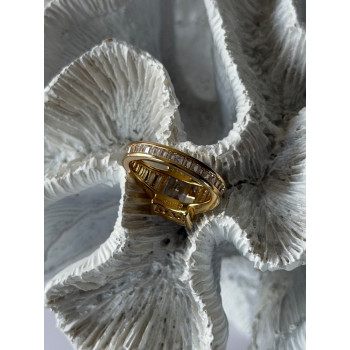 925 Sterling Silver Gold Plated Cz Ring Size 8