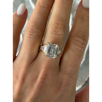 925 Sterling Silver Gold Plated Cz Ring Size 8