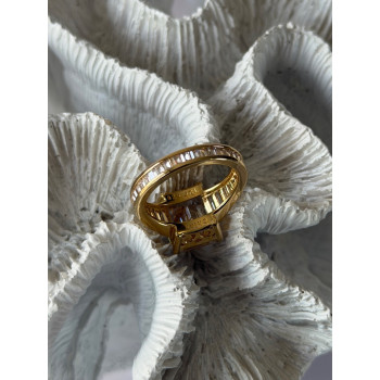 925 Sterling Silver Gold Plated Cz Ring Size 8