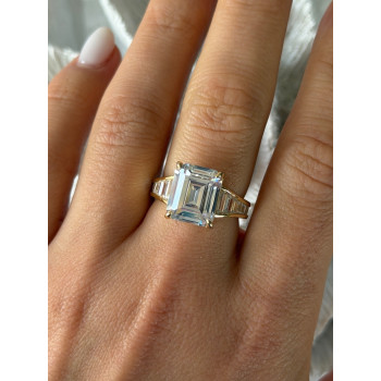 925 Sterling Silver Gold Plated Cz Ring Size 8