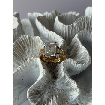 925 Sterling Silver Gold Plated Cz Ring Size 8