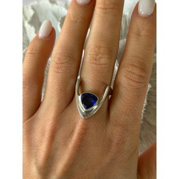 Handmade Custom 925 Sterling Silver Sapphire Ring Size 7.5