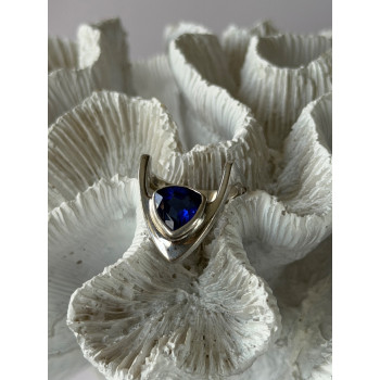 Handmade Custom 925 Sterling Silver Sapphire Ring Size 7.5