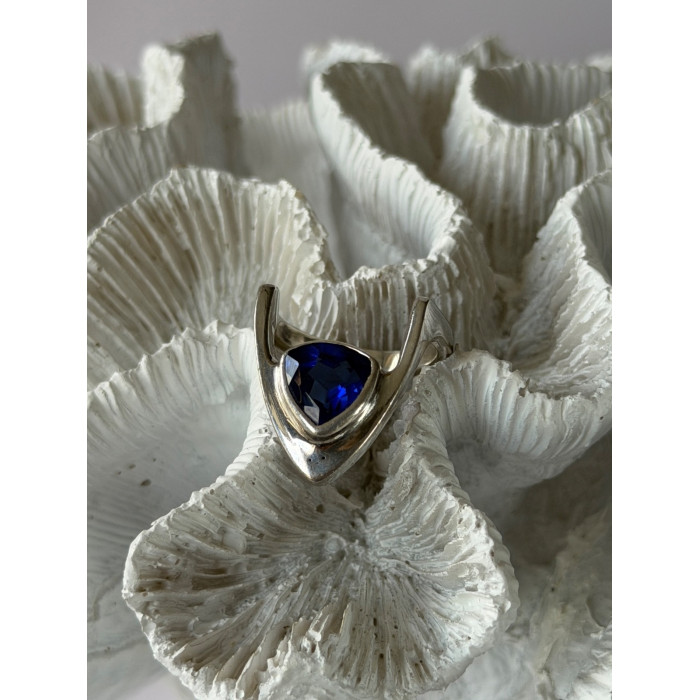 Handmade Custom 925 Sterling Silver Sapphire Ring Size 7.5