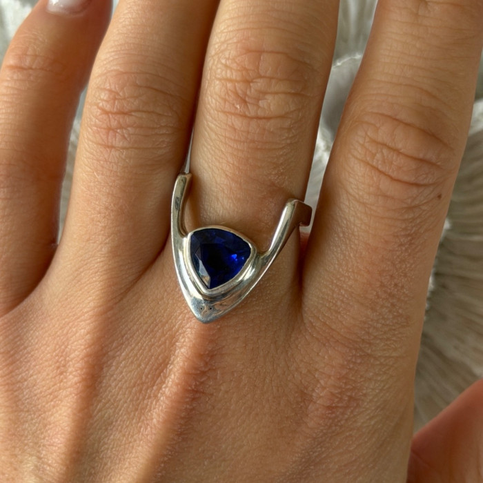 Handmade Custom 925 Sterling Silver Sapphire Ring Size 7.5
