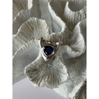 Handmade Custom 925 Sterling Silver Sapphire Ring Size 7.5