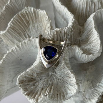 Handmade Custom 925 Sterling Silver Sapphire Ring Size 7.5