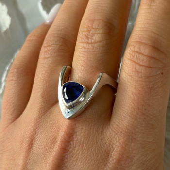 Handmade Custom 925 Sterling Silver Sapphire Ring Size 7.5