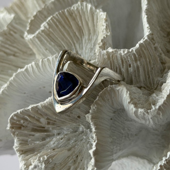 Handmade Custom 925 Sterling Silver Sapphire Ring Size 7.5