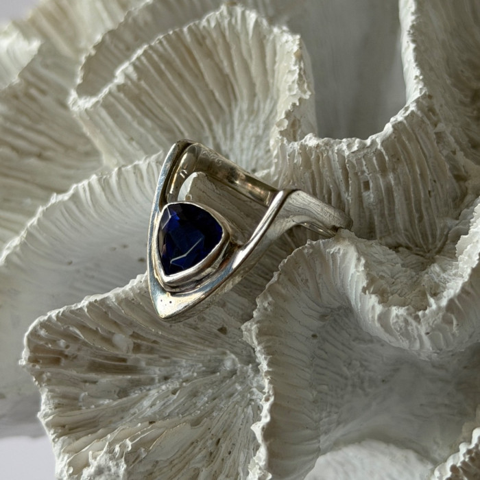 Handmade Custom 925 Sterling Silver Sapphire Ring Size 7.5