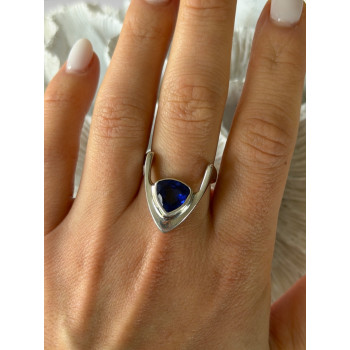 Handmade Custom 925 Sterling Silver Sapphire Ring Size 7.5