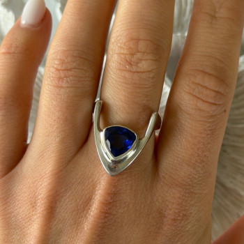 Handmade Custom 925 Sterling Silver Sapphire Ring Size 7.5
