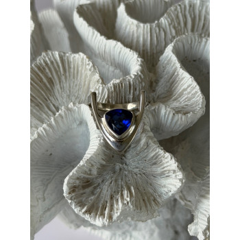 Handmade Custom 925 Sterling Silver Sapphire Ring Size 7.5