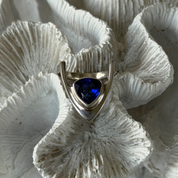 Handmade Custom 925 Sterling Silver Sapphire Ring Size 7.5