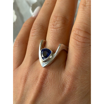 Handmade Custom 925 Sterling Silver Sapphire Ring Size 7.5