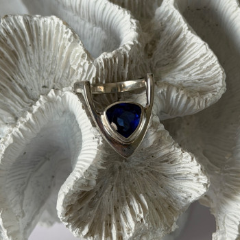 Handmade Custom 925 Sterling Silver Sapphire Ring Size 7.5