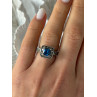 Vintage 925 Sterling Silver Blue & White Spinel Ring Size 6