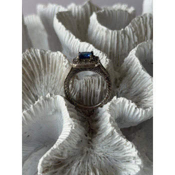 Vintage 925 Sterling Silver Blue & White Spinel Ring Size 6