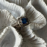 Vintage 925 Sterling Silver Blue & White Spinel Ring Size 6