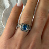 Vintage 925 Sterling Silver Blue & White Spinel Ring Size 6