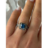 Vintage 925 Sterling Silver Blue & White Spinel Ring Size 6