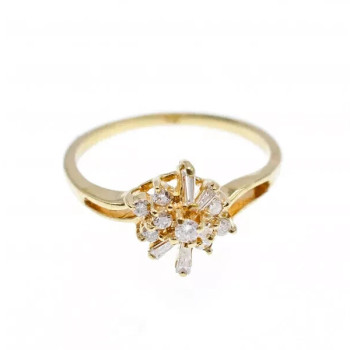 14K Yellow Gold Sapphire & Diamonds Ring Size 7.25