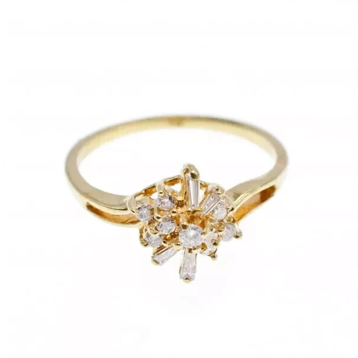 14K Yellow Gold Sapphire & Diamonds Ring Size 7.25