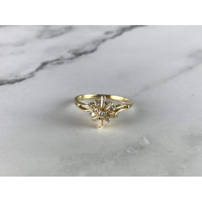 14K YELLOW GOLD SAPPHIRE & DIAMONDS RING SIZE 7.25