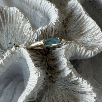 925 Sterling Silver Blue Topaz Ring Size 5.5