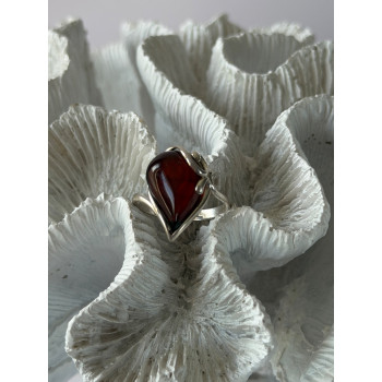 Beautiful Design 925 Sterling Silver Amber Ring Size 9
