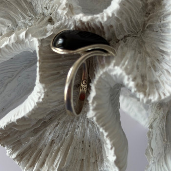 Beautiful Design 925 Sterling Silver Amber Ring Size 9