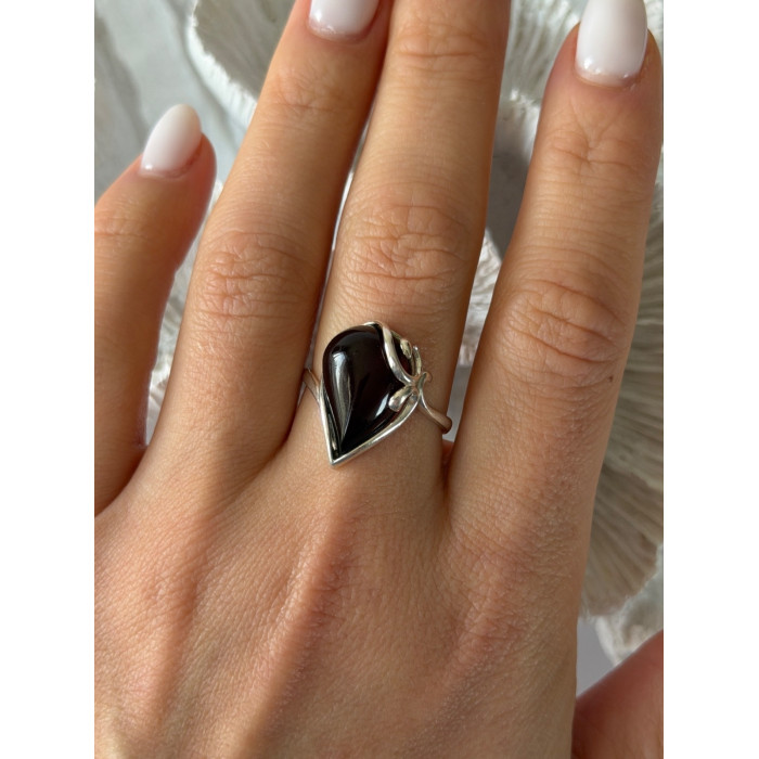 Beautiful Design 925 Sterling Silver Amber Ring Size 9