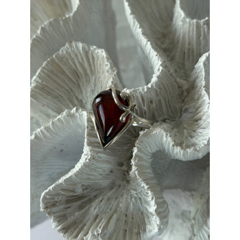 Beautiful Design 925 Sterling Silver Amber Ring Size 9