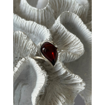 Beautiful Design 925 Sterling Silver Amber Ring Size 9