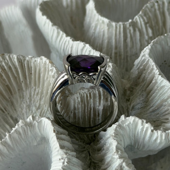 FAS 925 Sterling Silver Amethyst Ring Size 8