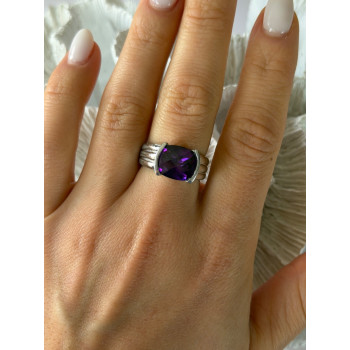 FAS 925 Sterling Silver Amethyst Ring Size 8