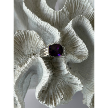 FAS 925 Sterling Silver Amethyst Ring Size 8