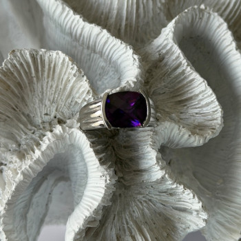 FAS 925 Sterling Silver Amethyst Ring Size 8