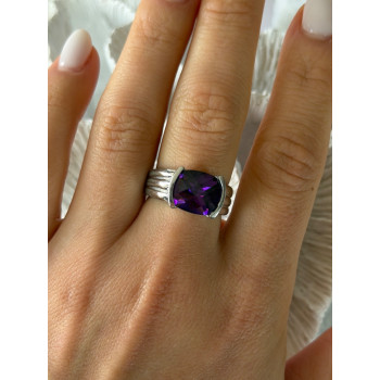 FAS 925 Sterling Silver Amethyst Ring Size 8