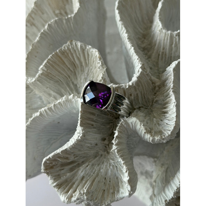 FAS 925 Sterling Silver Amethyst Ring Size 8