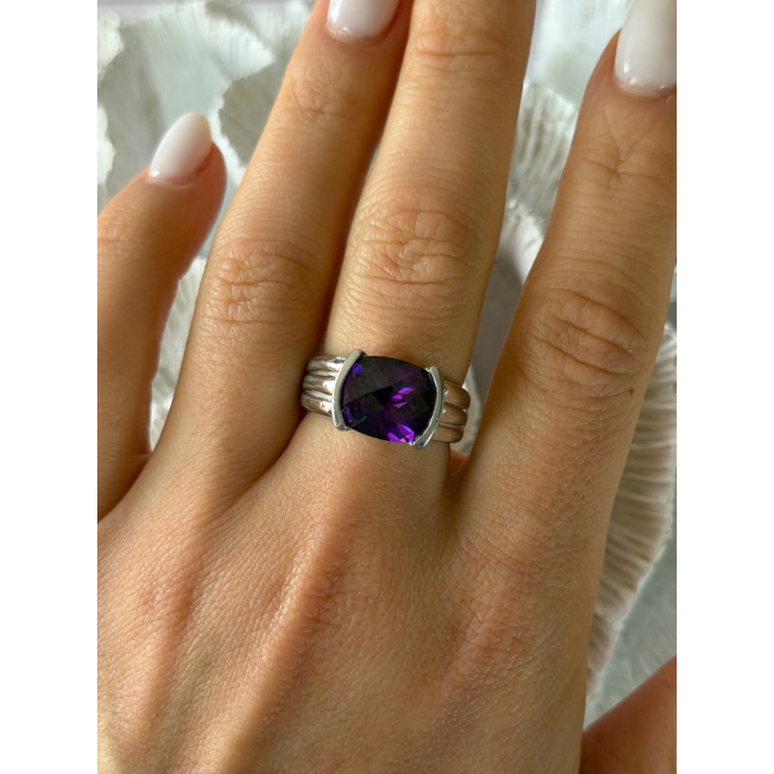 FAS 925 Sterling Silver Amethyst Ring Size 8