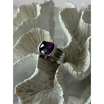 FAS 925 Sterling Silver Amethyst Ring Size 8