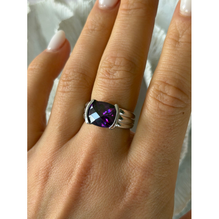 FAS 925 Sterling Silver Amethyst Ring Size 8