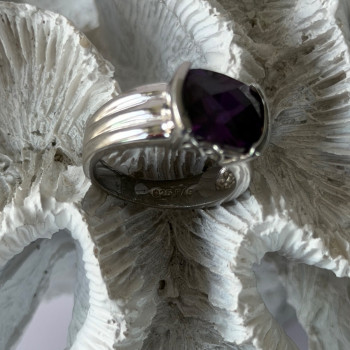 FAS 925 Sterling Silver Amethyst Ring Size 8