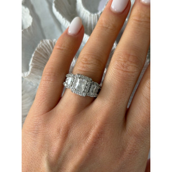 925 Sterling Silver White Topaz Ring Size 7