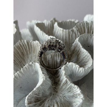 925 Sterling Silver White Topaz Ring Size 7