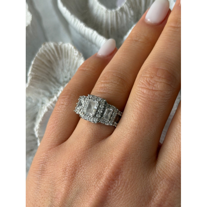 925 Sterling Silver White Topaz Ring Size 7