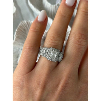 925 Sterling Silver White Topaz Ring Size 7