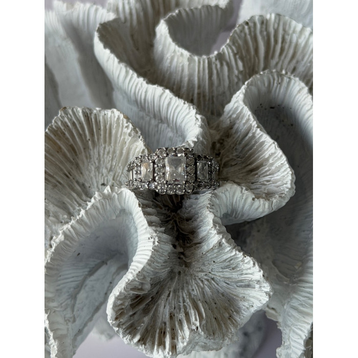 925 Sterling Silver White Topaz Ring Size 7