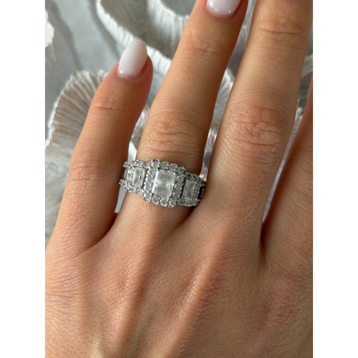 925 Sterling Silver White Topaz Ring Size 7